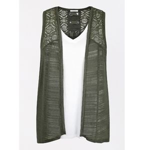 Plus Size Olive Grommet Lace Up Back Vest